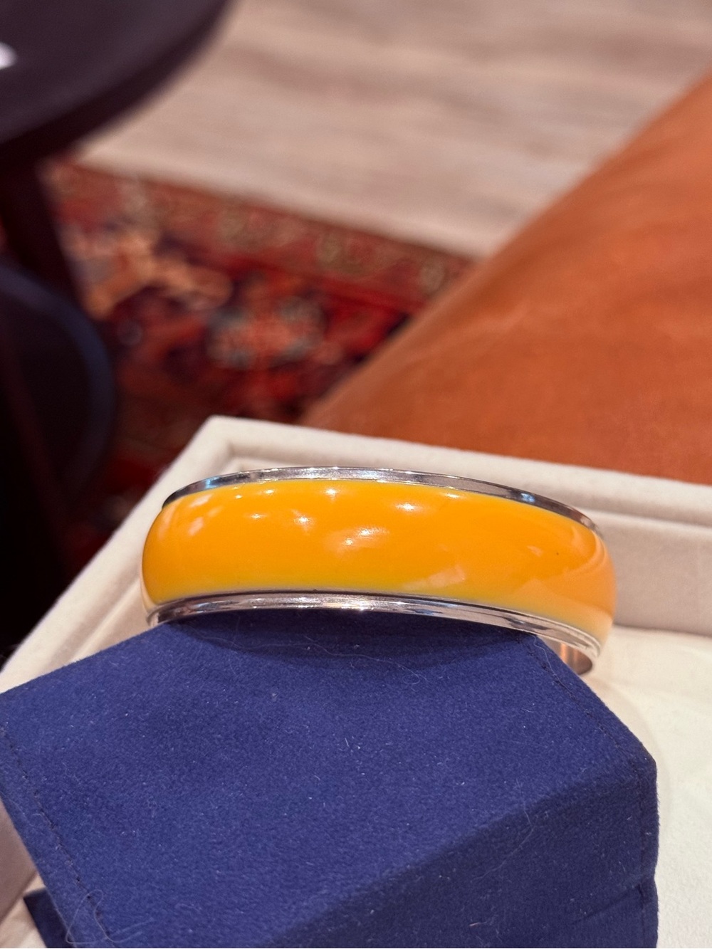 Yellow Enamel Stainless Steel Wide Bangle Bracelet